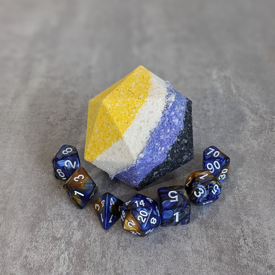 Nonbinary Pride Bath Bomb with Random Die