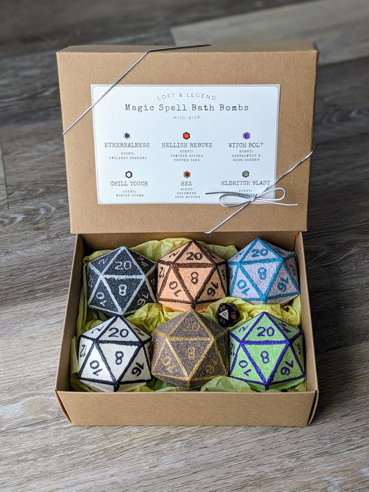 Warlock Themed Bath Bomb Gift Box with Bonus Dice