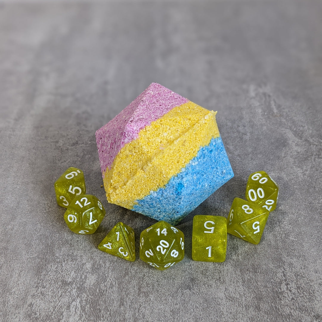 Pansexual Pride Bath Bomb with Random Die