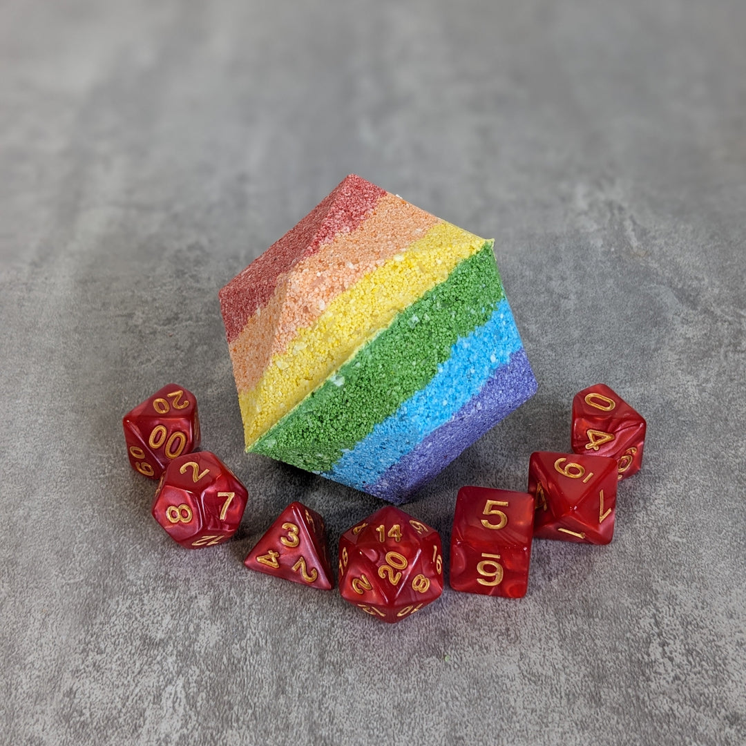 Rainbow Pride Bath Bomb with Random Die