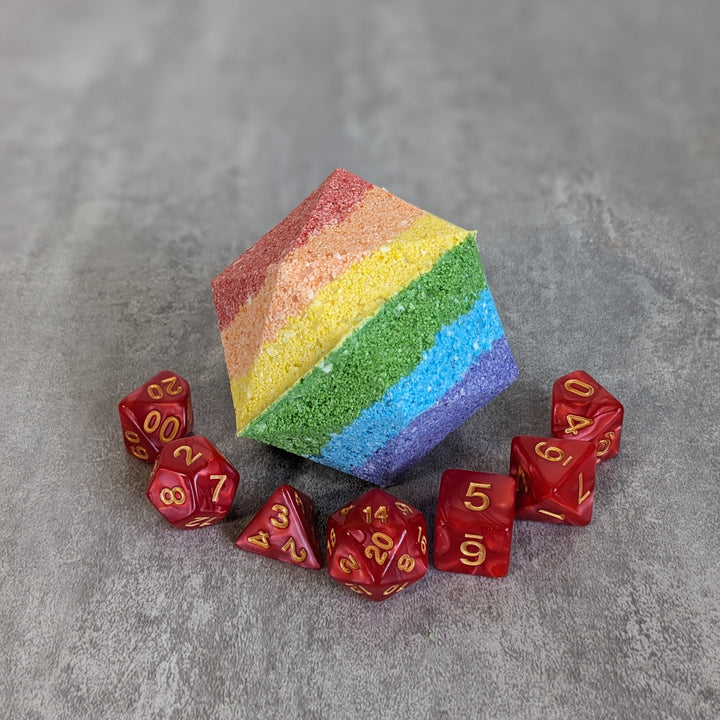 Rainbow Pride Bath Bomb with Random Die