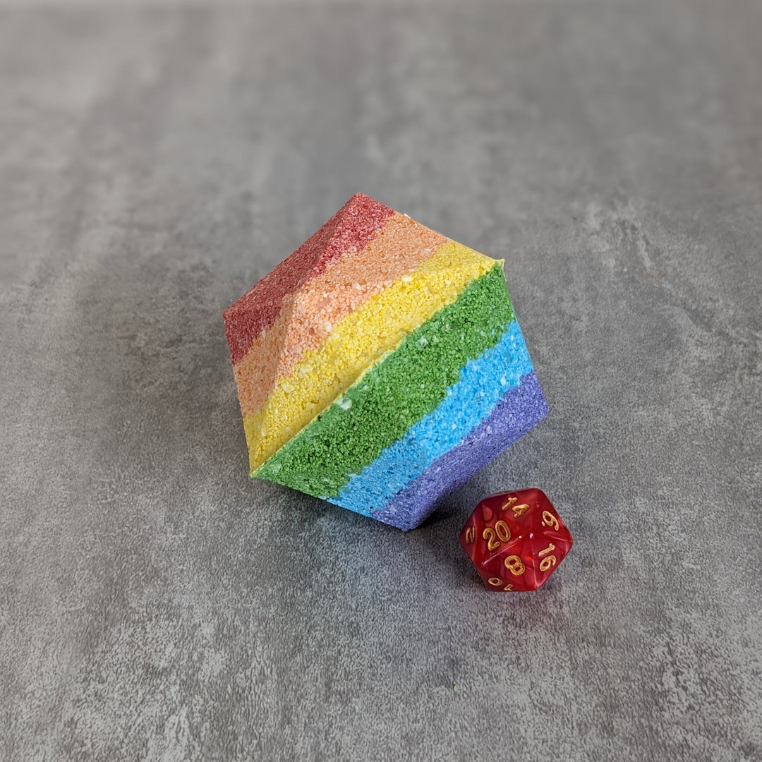 Rainbow Pride Bath Bomb with Random Die